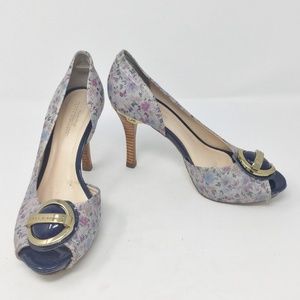 Jorge Bischoff Open Toe Blue Heel Pumps Sz Euro 34